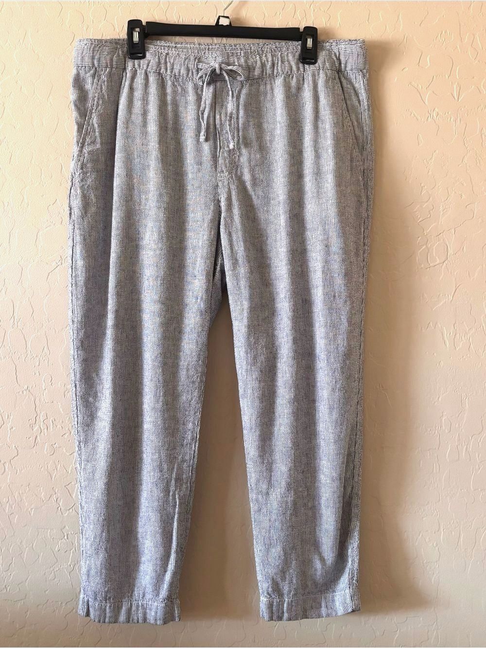 GAP Women’s Easy Pant Striped Linen Blend Drawstring Cropped Chinos Large